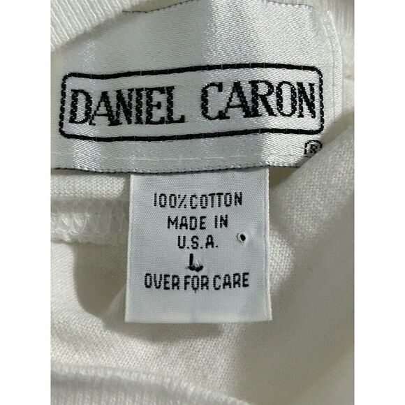 Daniel Caron Women's Large White Hoodie Mock Neck Pullover Vintage Top Shirt - Picture 3 of 4